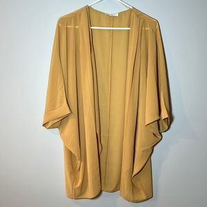 Zenana Mustard Yellow Sheer Open Cardigan